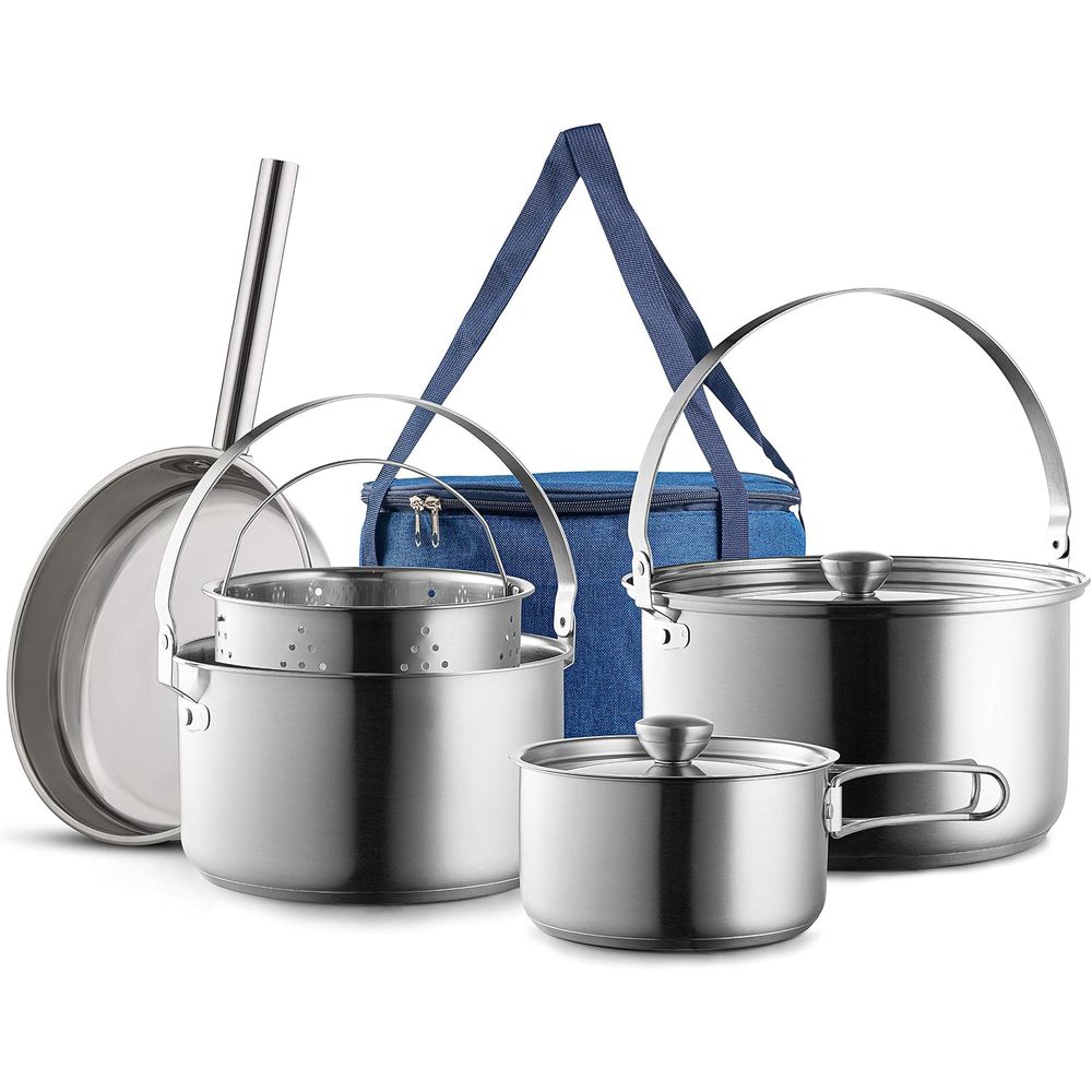 Camping Cooking Open Fire - Set Peralatan Masak Camping 8-Piece dari