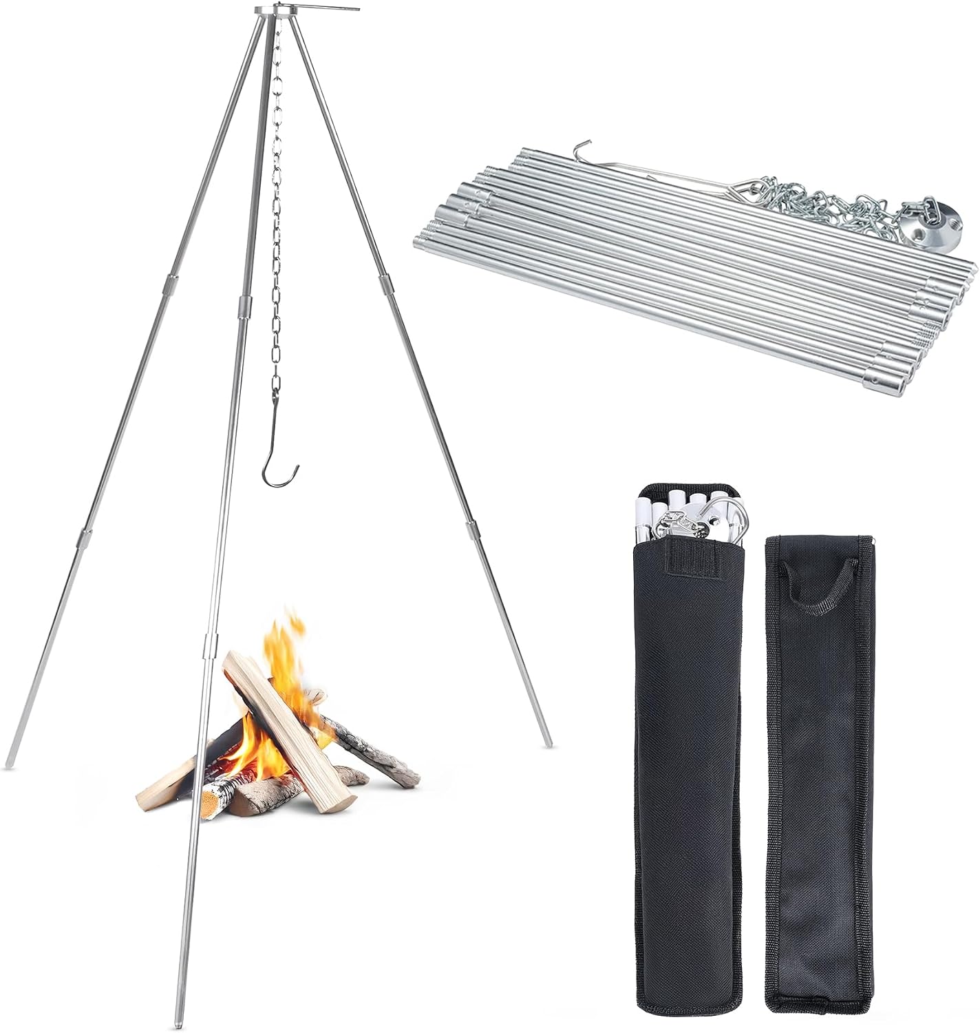 Camping Cooking Open Fire - Tripod Camping 33 Inci Kompatibel Api