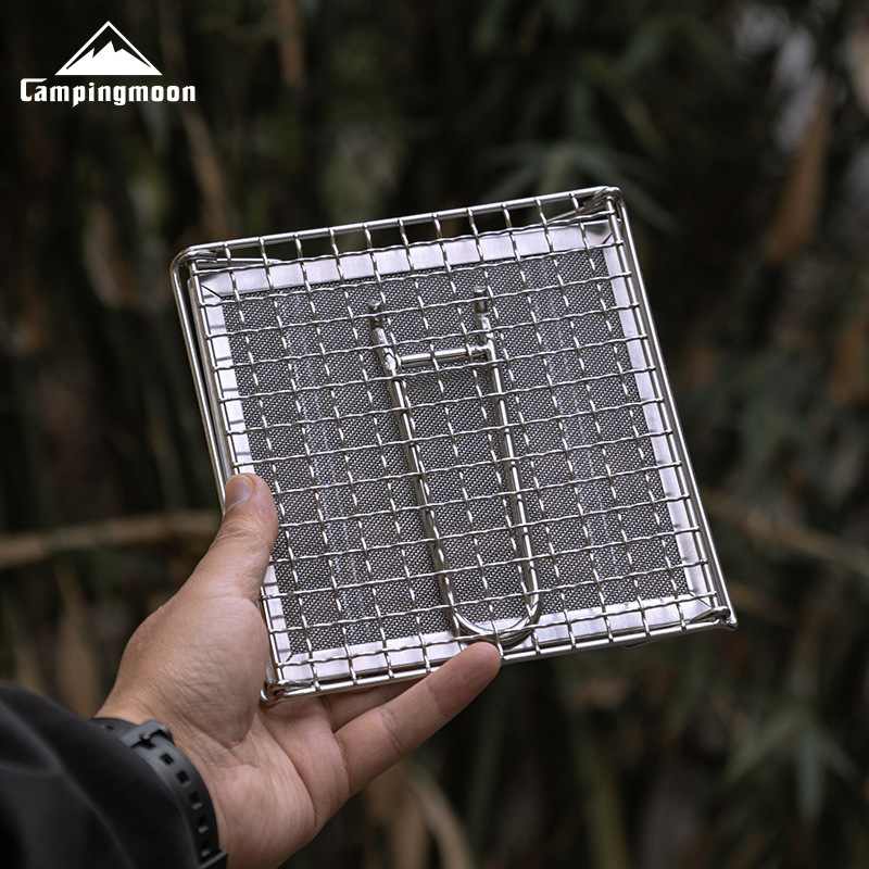 Camping Cooking Stove - CAMPINGMOON Jaring Panggangan Lipat Baja Tahan