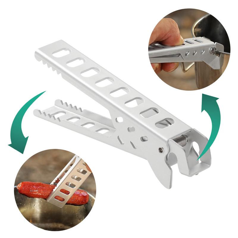 Camping Cooking Open Fire - Rak pemanggang BBQ lipat, Tripod Stainless