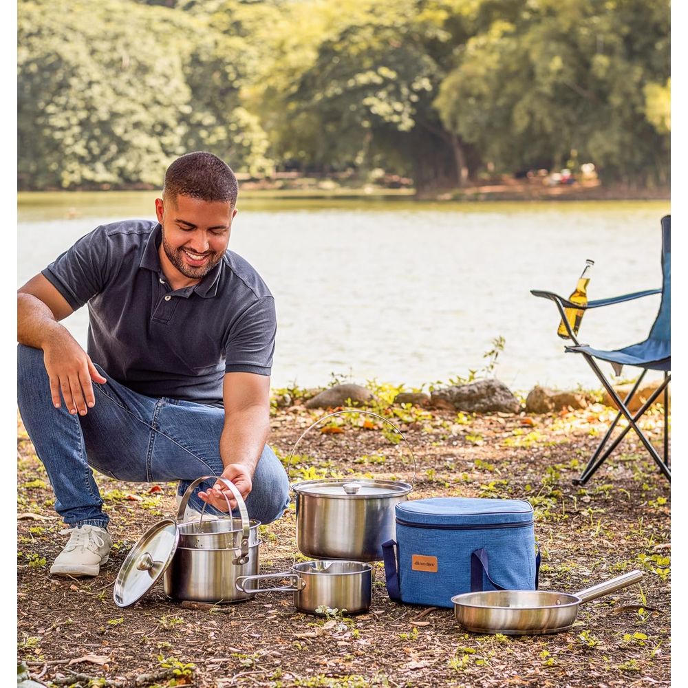 Set Peralatan Masak Camping 8- - Camping Cooking Open Fire ulasan dan harga