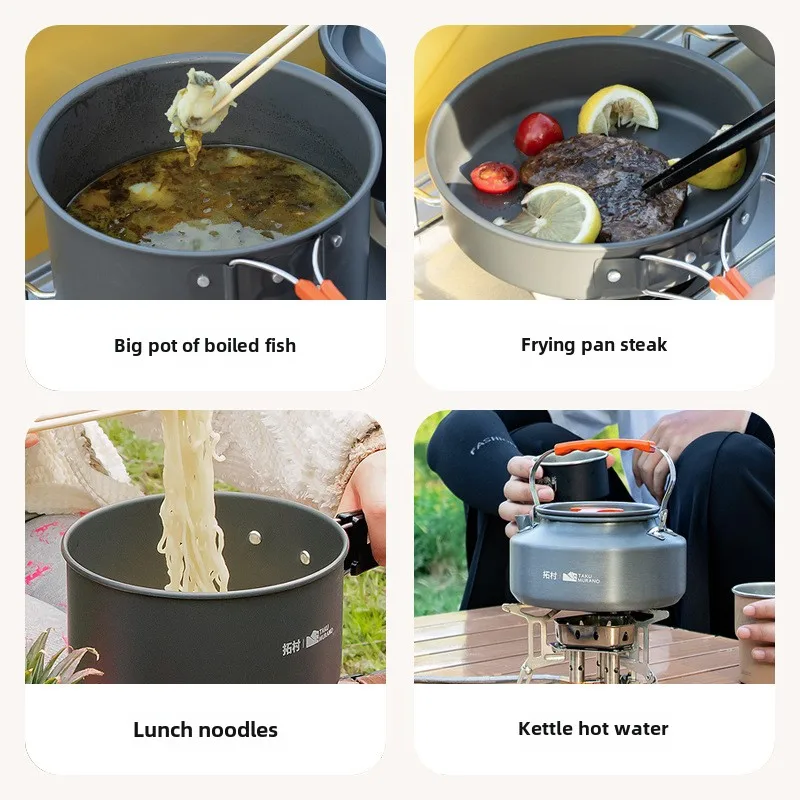 Peralatan makan luar ruangan,  - Quality Camping Cooking Set ulasan dan harga